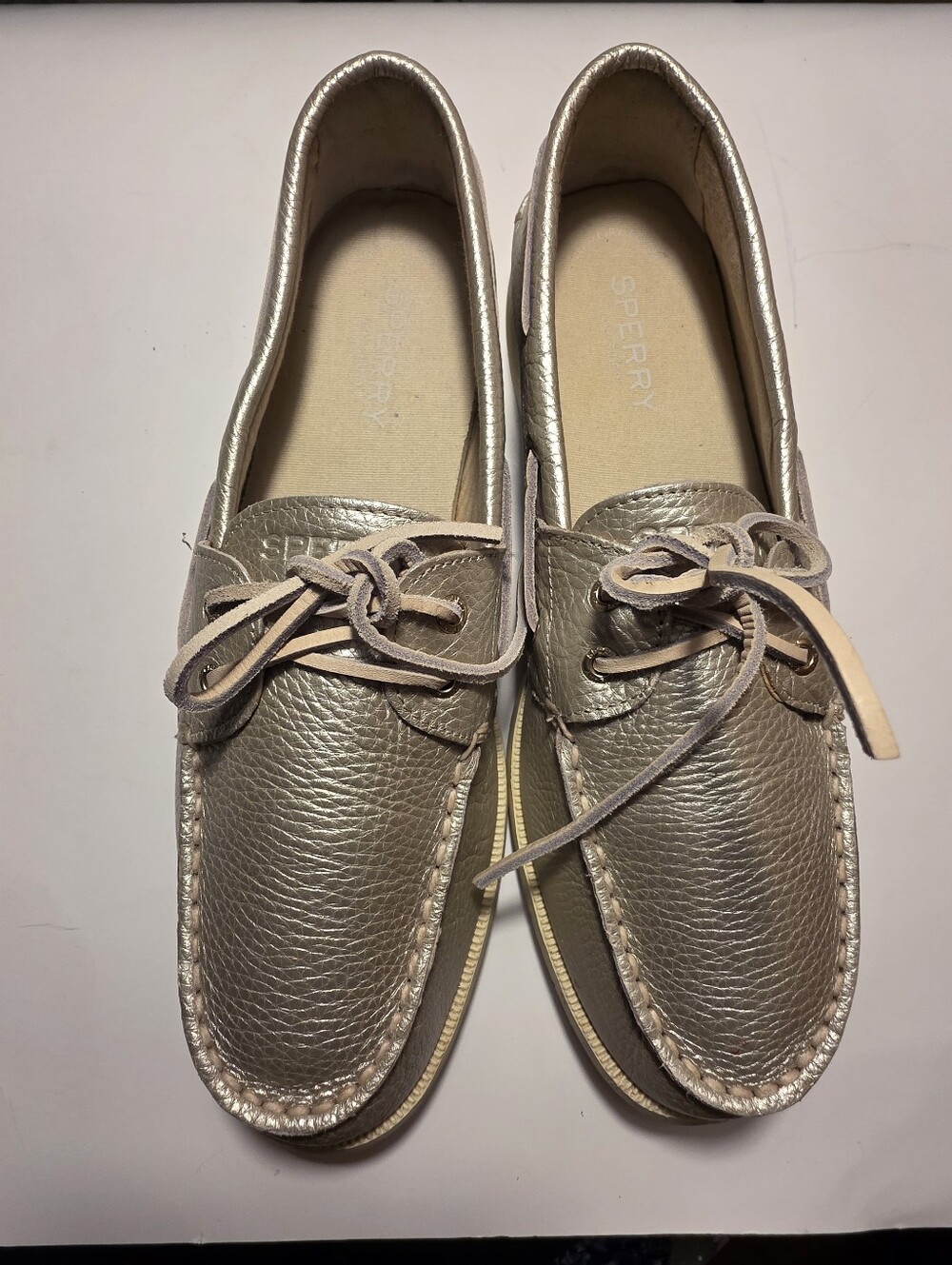 Sperry Gold Leather Boat Shoe Deck Loafer Preppy Smart Casual Heritage Nautical